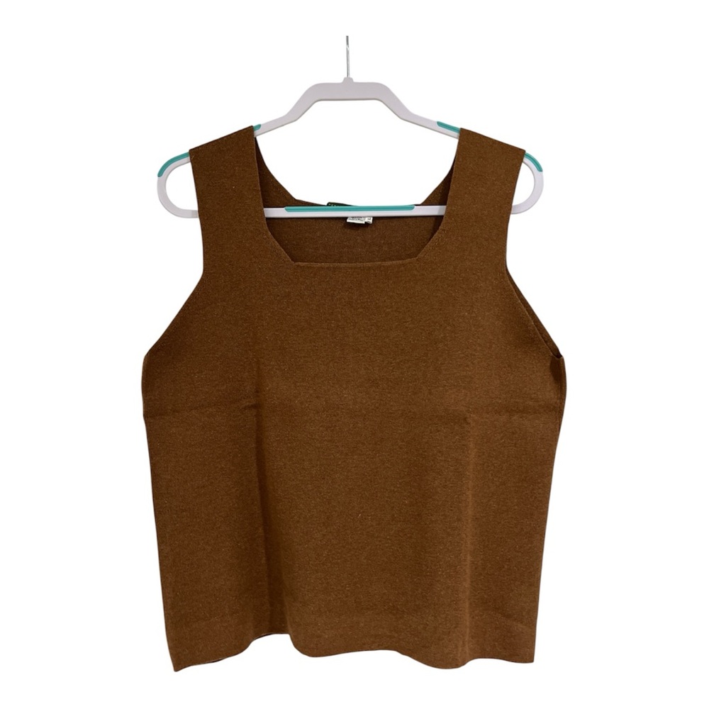 Peruvian Connection Square Neck Brown Sleeveless … - image 1